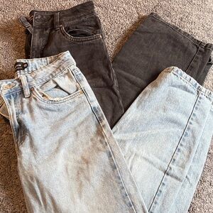 refuge Women's Straight Leg Jeans in Light Blue and Black